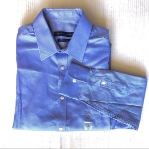 Tommy Hilfiger THFlex Men’s Athletic Fit Dress Shirt, Blue Bay, 15 - 34/35